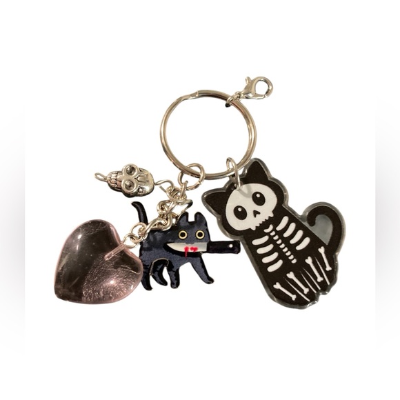 Carolinamomof1 Accessories - Halloween cat charm keychain/ purse charm.